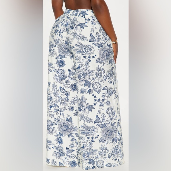 Fashion Nova Blue and White Wide Leg Jumpsuit - Picture 6 of 7